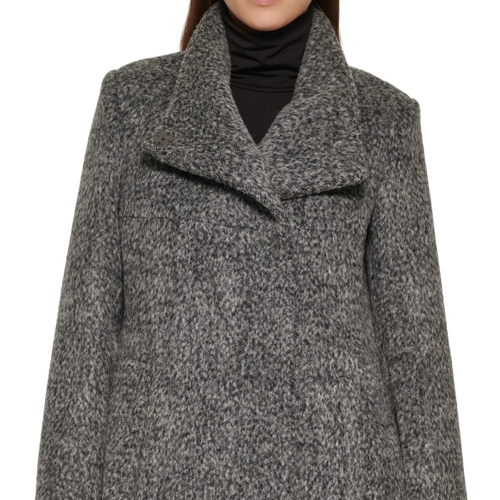 Kenneth Cole New York, Black and Gray (Charcoal) Asymmetrical Coat NWT